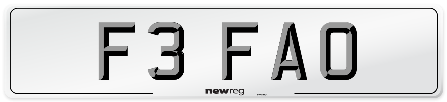 F3 FAO Number Plate from New Reg